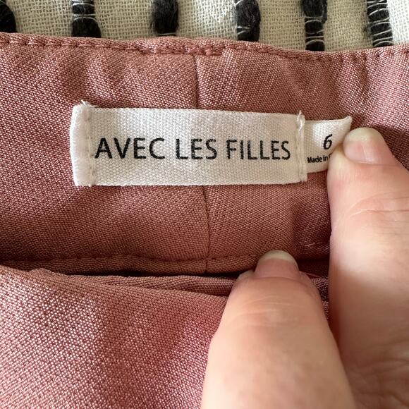 AVEC LES FILLES | Pastel Pink Wide Leg Ankle Length Trousers Work Pants | Size 6 - Picture 5 of 6